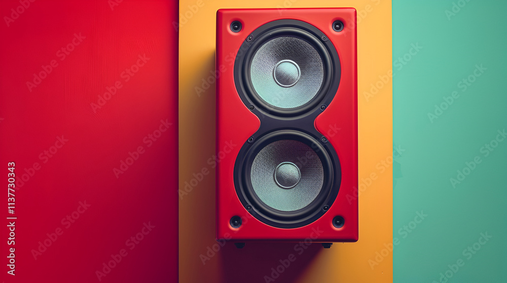 Simple and minimal color background with soundbox Simple and minimal color background with soundbox