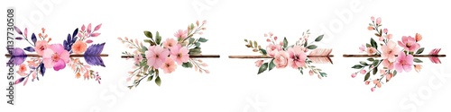 Valentine Beautiful floral border design featuring pink and purple flowers with lush greenery, perfect for invitations or decor.