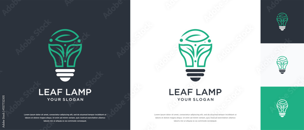 Obraz premium Natural light bulb technology logo design. Technology leaf light logo template. Natural energy logo symbol icon