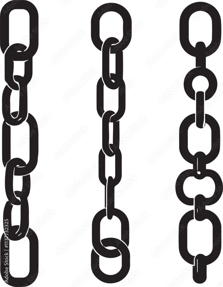 Silhouette Black link chain vector icon illustration set collection isolate on white background Silhouette Black link chain vector icon illustration set collection isolate on white background