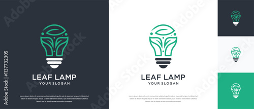 Natural light bulb technology logo design. Technology leaf light logo template. Natural energy logo symbol icon