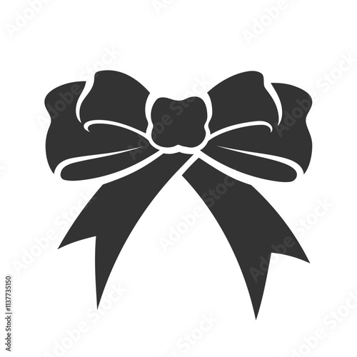 Silhouette simple bow isolated on a white background. Vector illustration