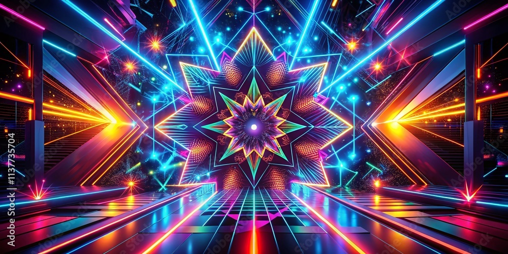 Fototapeta premium Neon Silhouette Photography: Dynamic Tech Patterns, Abstract Background Images