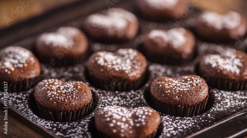 Wallpaper Mural Delicious Heart Shaped Chocolate Cupcakes Sprinkled With Powdered Sugar Torontodigital.ca