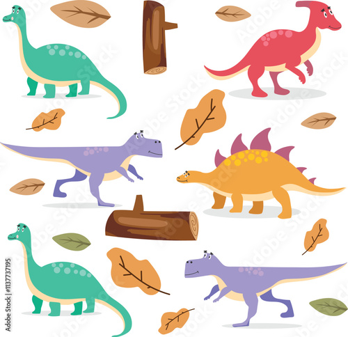 cute hand drawn dinosaur theme vector pack