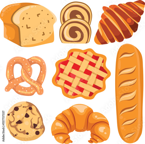 vector pack hand drawn bakery pastry theme