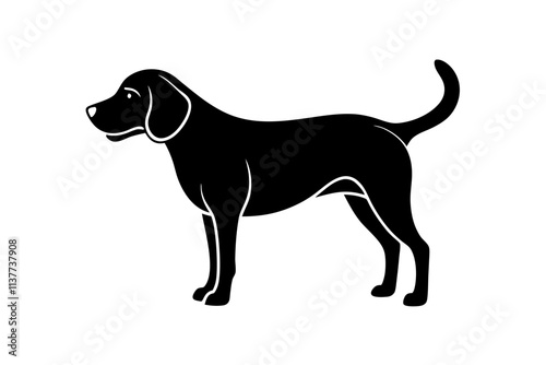 Beagle Silhouette Vector Illustration of a Dog Sniffing with Nose to the Ground