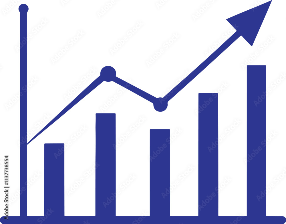 Graph with arrow icon, sign symbol with white background Graph with arrow icon, sign symbol with white background