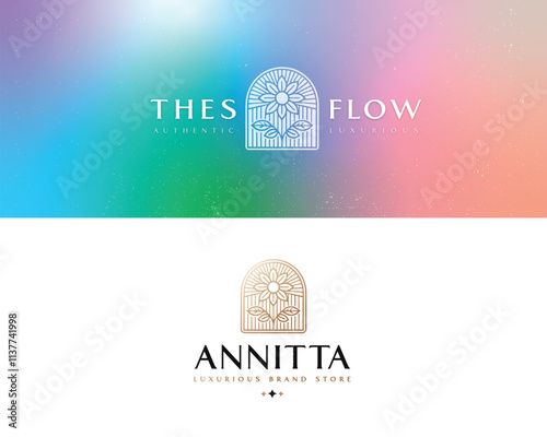 Minimalist Luxury Flower  logo for clinic, spa, hotel template for business company