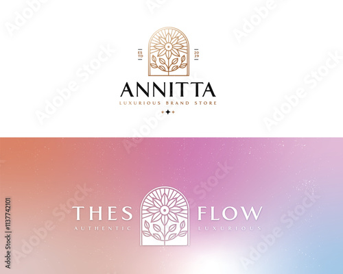 Minimalist Luxury Flower  logo for clinic, spa, hotel template for business company