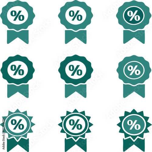 Vector Silhouette Sale Ribbons Flat Icon Set – Price Badges, Special Offer Labels, Discount Stickers.