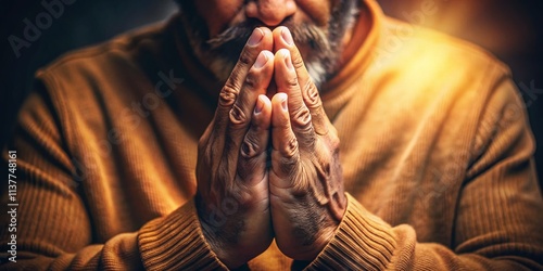 Night Prayer: Brown Hands in Prayer, Spiritual Photography, Dark Background, Religious Imagery, Peaceful Scene,  Devotional Photo, Hands Clasped, Nighttime Photography, Low Light Photography