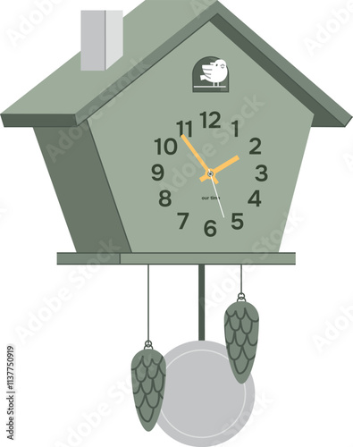 green modern cuckoo clock in shape of green house