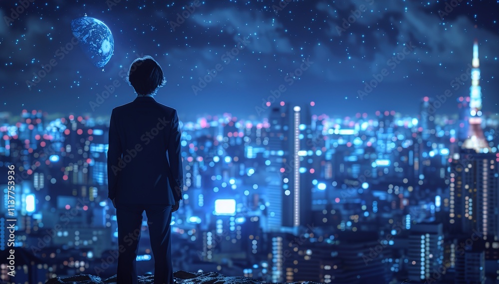 Fototapeta premium Vector abstract image of businessman in suit 