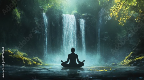 Serene Yoga by Waterfall Find Inner Peace.