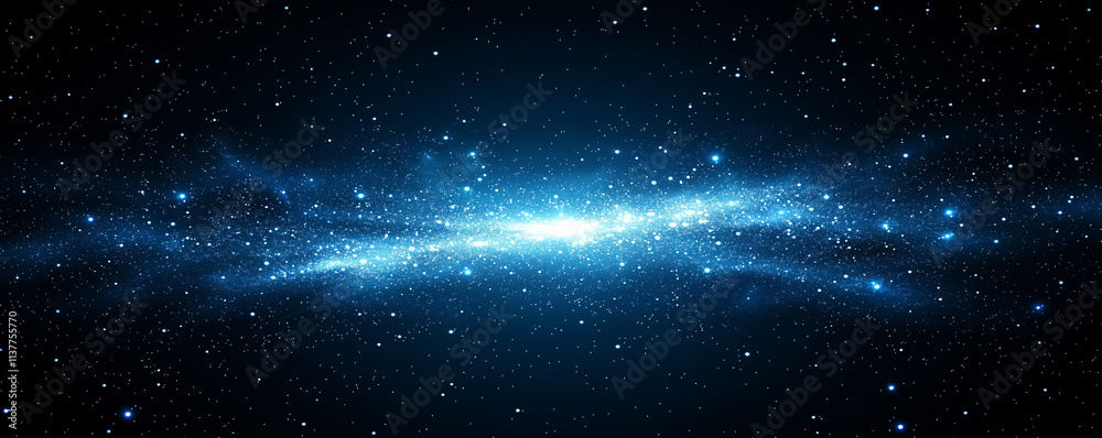 Obraz premium Space background with stardust and shining stars. Realistic colorful cosmos with nebula and milky way. Blue galaxy backdrop. Beautiful outer space. Infinite universe. 