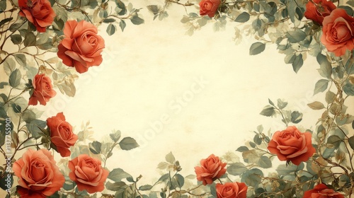 Wallpaper Mural Vintage Roses Frame Elegant Floral Border Design Torontodigital.ca