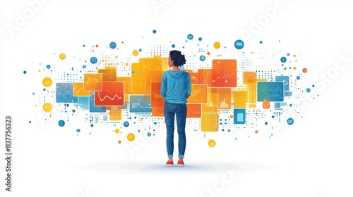 Colorful Digital Data Analysis with Charts and Graphics