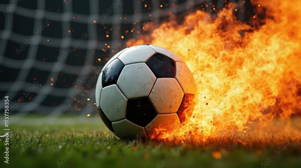 Fototapeta premium Flaming Soccer Goal