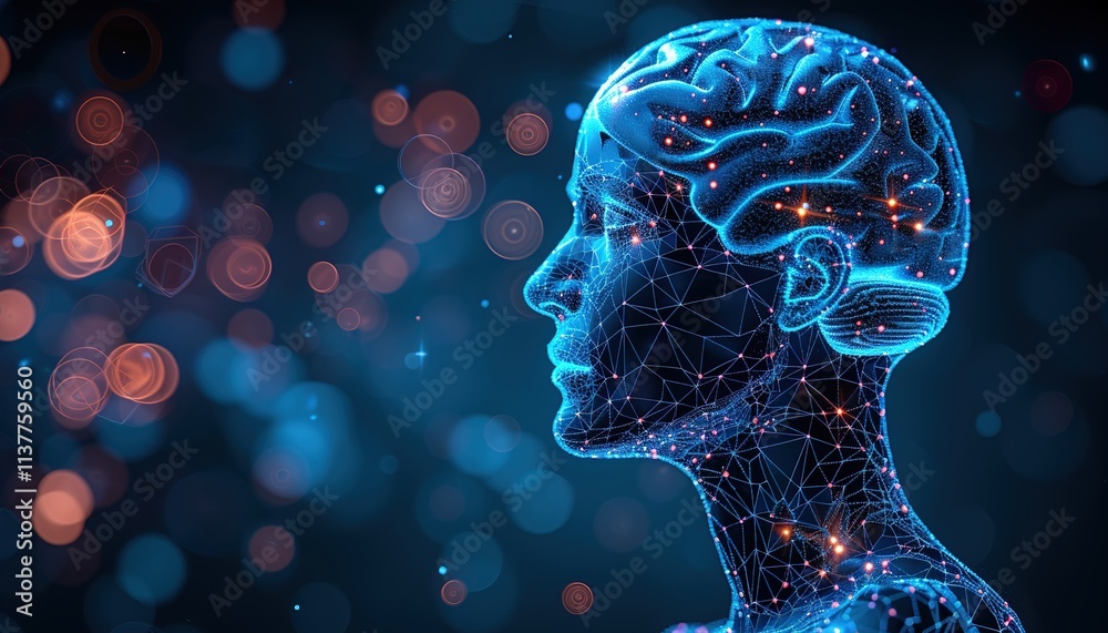 gears and brain low poly blue gears and brain low poly blue
