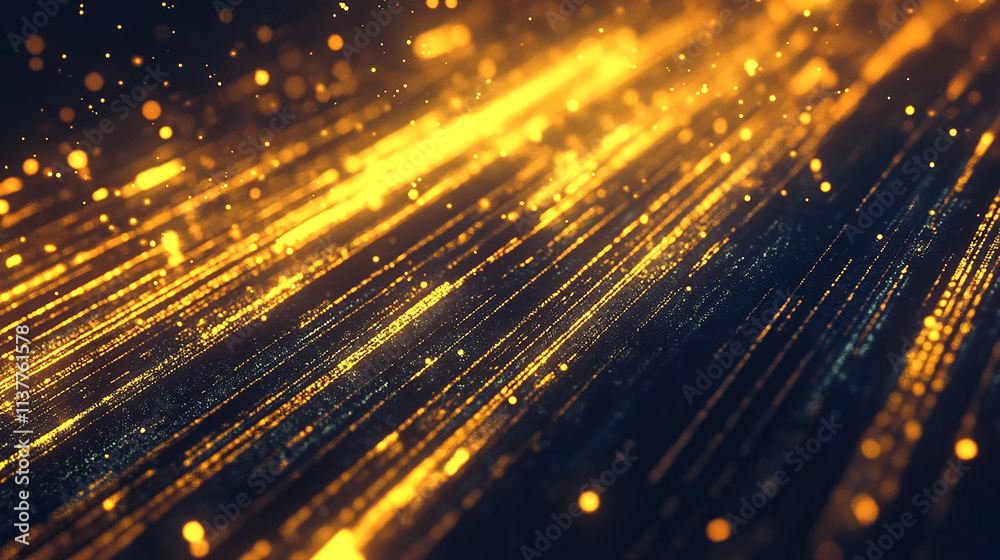 Obraz premium 輝くゴールドの光の軌跡と抽象背景