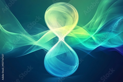 Abstract Hourglass Concept with Green and Blue Tones, Generative AI