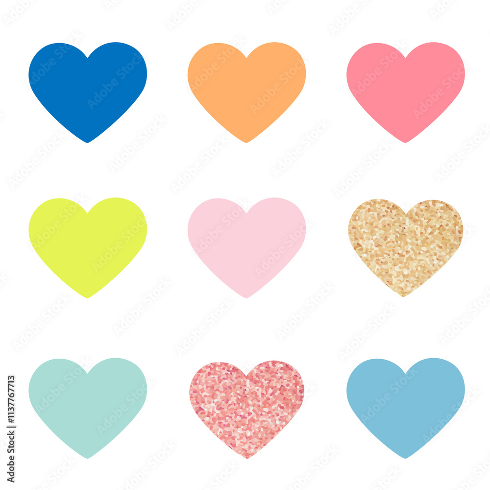 Heart shape png sticker, cute pastel valentine's clipart set Heart shape png sticker, cute pastel valentine's clipart set