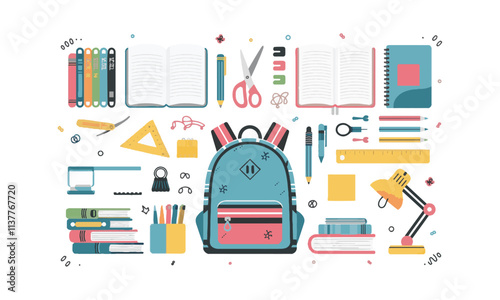 Back-to-school doodle design elements set vector illustrations, easily editable.
