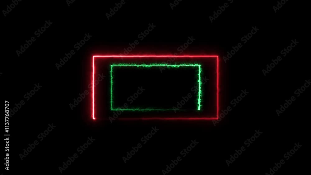 Rectangle frame neon light turn on and turn off motion graphic on transparent background. Lightsaber glowing frame with animation alpha, neon frame colorful rainbow animated neon frame border flashi Rectangle frame neon light turn on and turn off motion graphic on transparent background. Lightsaber glowing frame with animation alpha, neon frame colorful rainbow animated neon frame border flashi