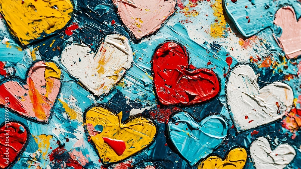 Naklejka premium Vibrant Acrylic Heart Painting with Colorful Abstract Splash Design