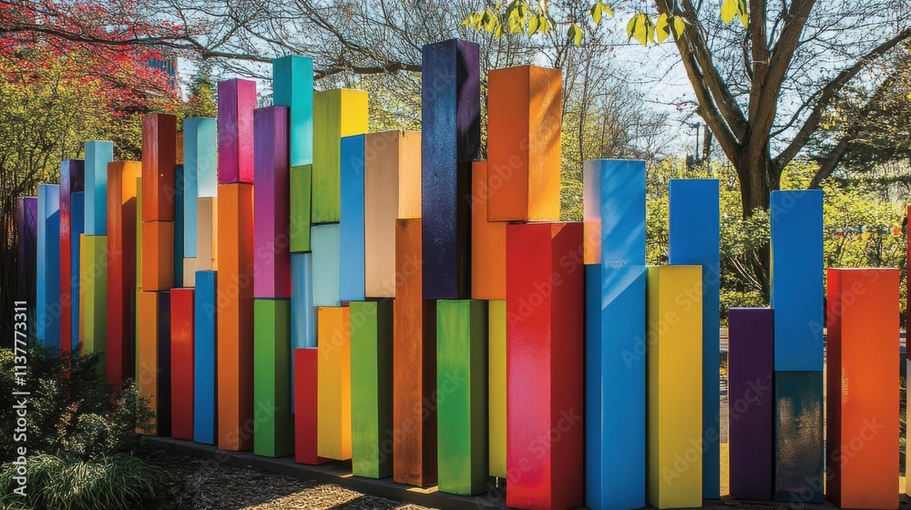 Colorful block fence background. Generative AI Colorful block fence background. Generative AI