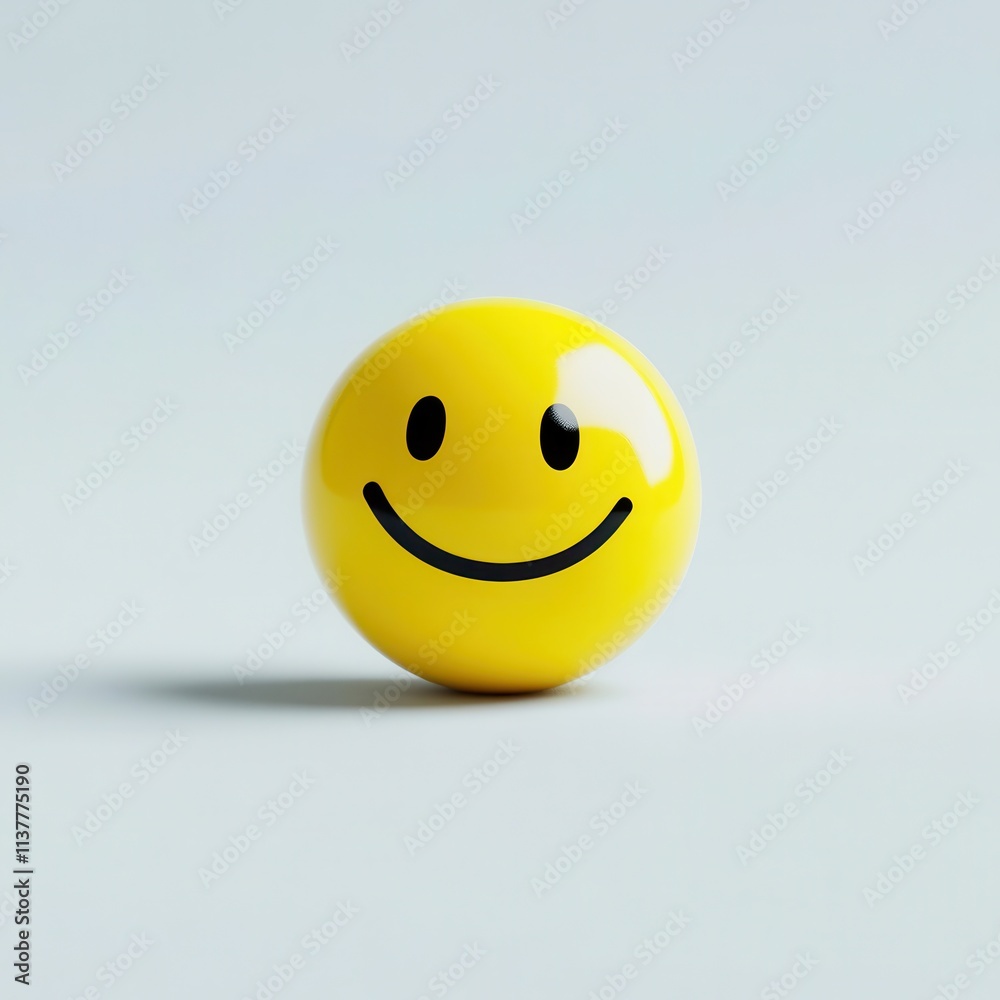 Fototapeta premium Yellow Smiley Face Ball on a White Background