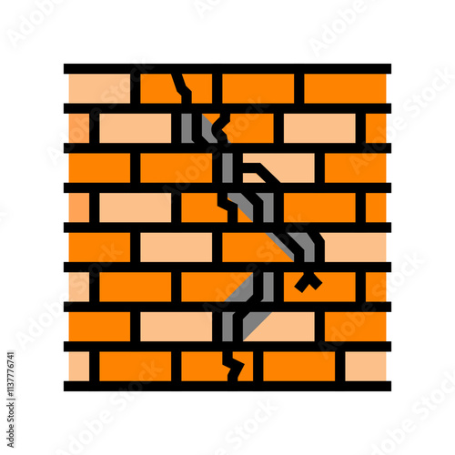 cracked wall fracture color icon vector. cracked wall fracture sign. isolated symbol illustration