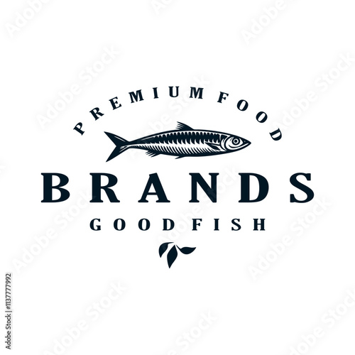 sardines fish vintage logo design vector template illustration