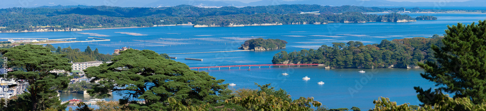 Naklejka premium 日本三景 松島のパノラマ風景