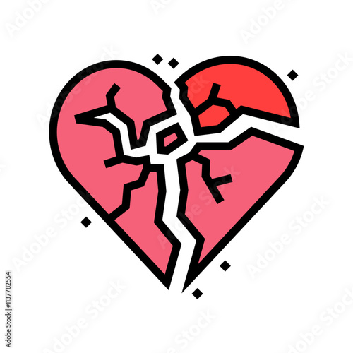 broken heart fracture color icon vector. broken heart fracture sign. isolated symbol illustration