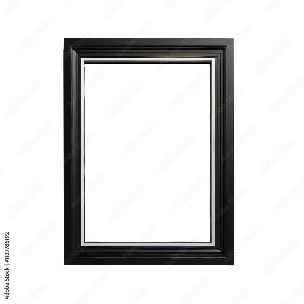 Fototapeta premium Black ornate picture frame isolated on white background 