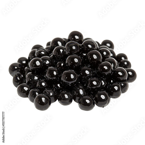 Versatile Black Tapioca Boba Pearls for Beverages Transparent Background