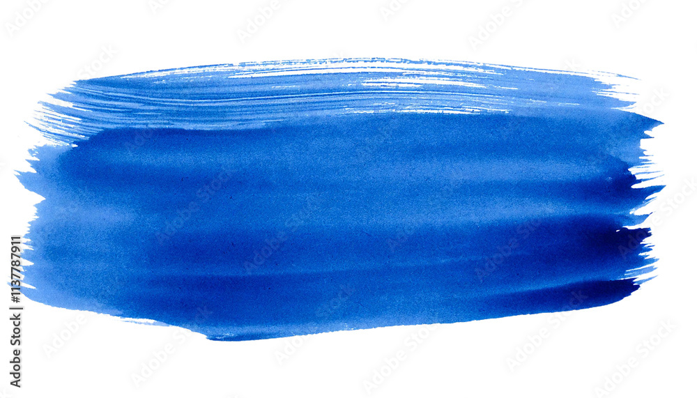 Fototapeta premium Blue Watercolor Paint Brush Stroke Isolated on White Background, Transparent PNG Background