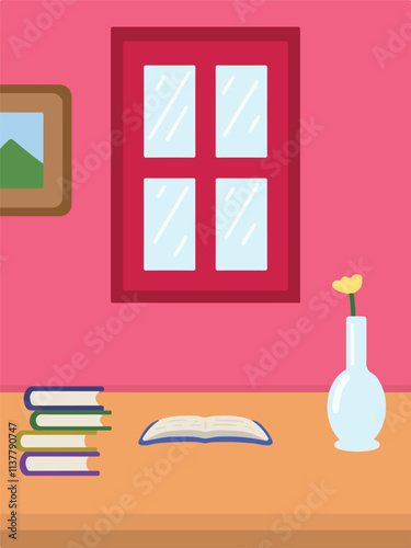 illustration of a minimalist study room