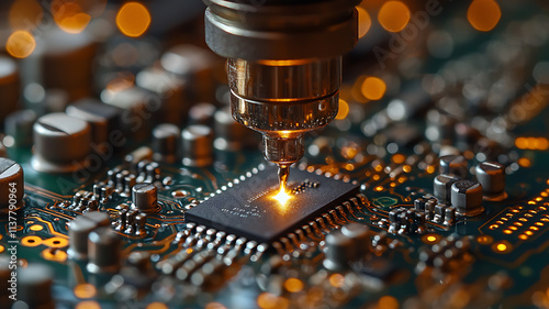 Laser Welding Microchip on Assembly Line photo