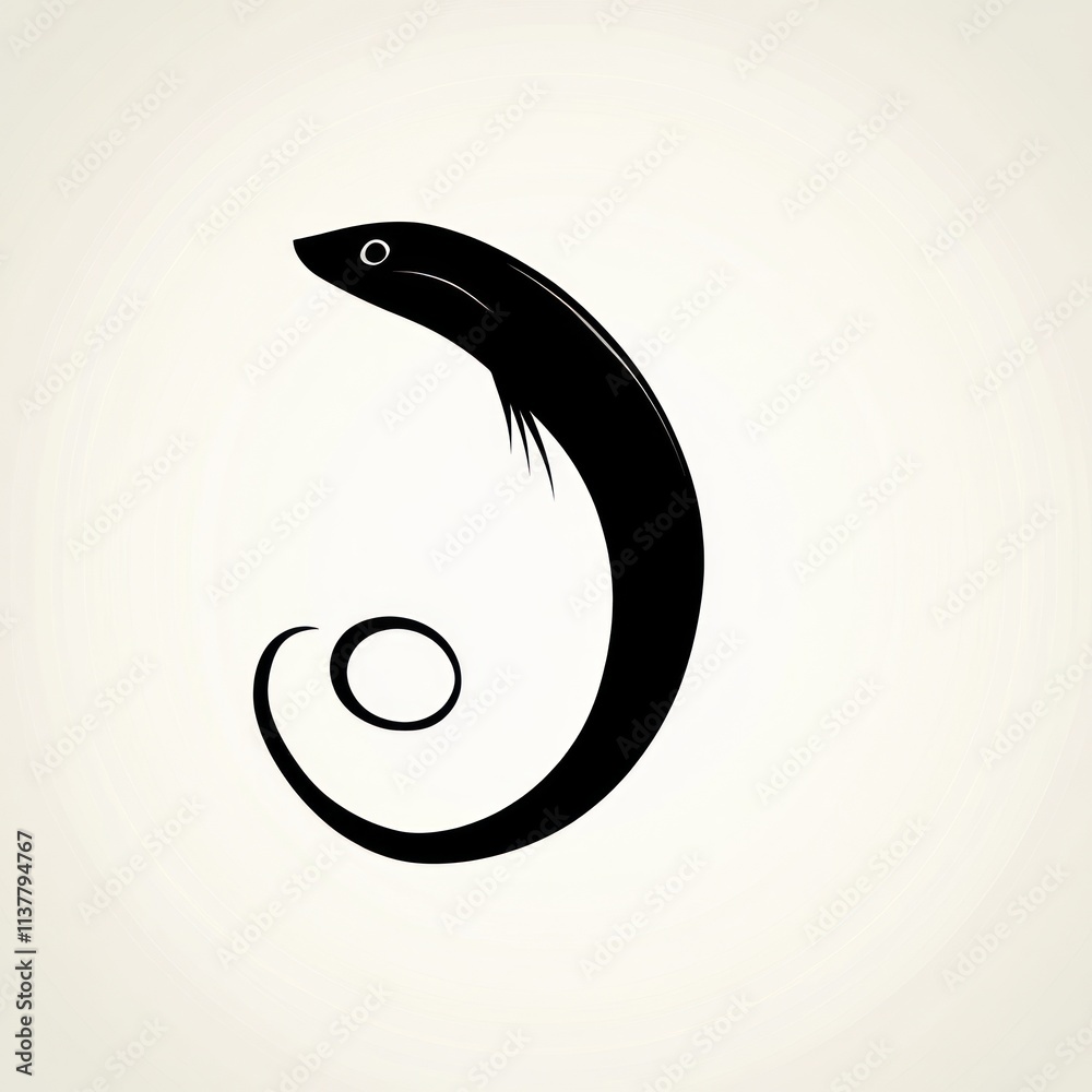 Fototapeta premium Stylized black fish forming a letter J.