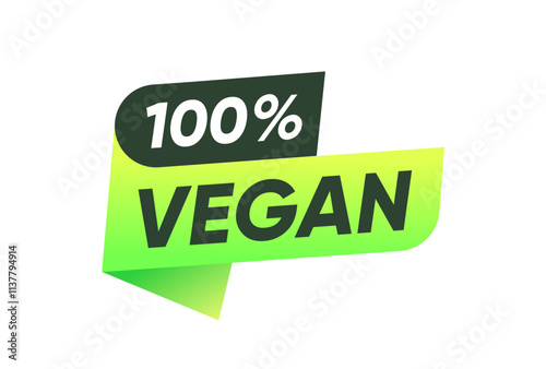 Vegan food banner, 100 Percent vegan label vector design