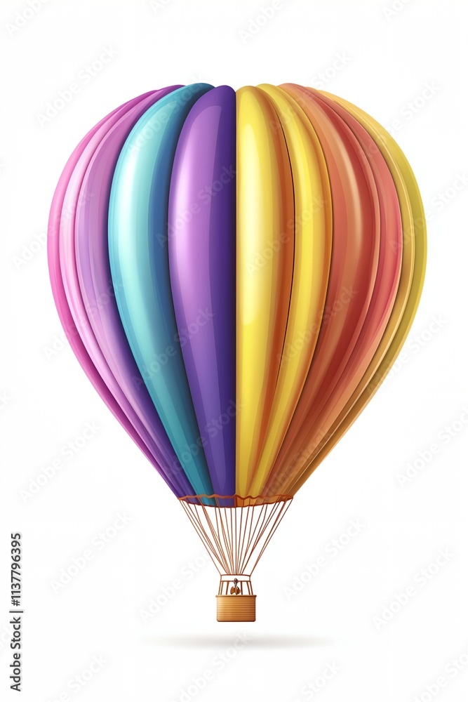 Fototapeta premium A colorful hot air balloon with a yellow and purple stripe