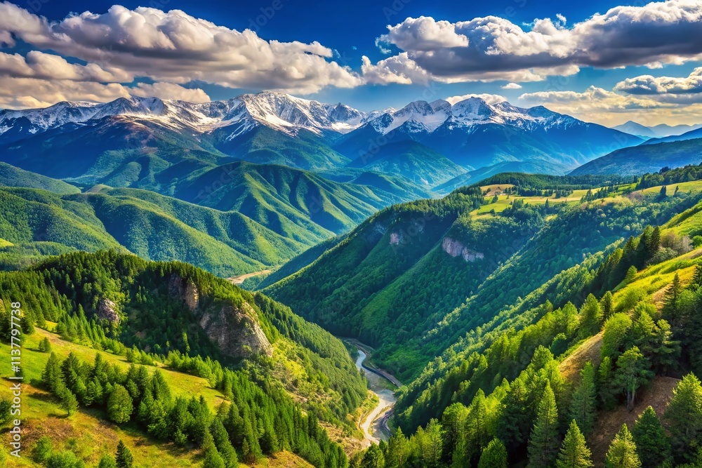 Obraz premium Rhodope Mountains Photography: Majestic Peaks, Scenic Views, Hiking Trails, Bulgaria, Greece, Nature Landscape