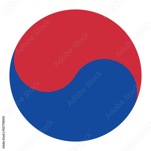Korean Taegeuk vector icon. Traditional Korean symbol of harmony and balance. Cultural design element for philosophy and art.