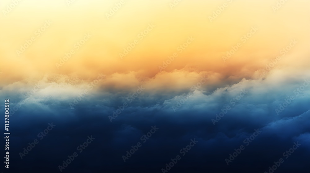 Naklejka premium A gradient from navy blue to golden yellow, with a soft glow mimicking twilight skies
