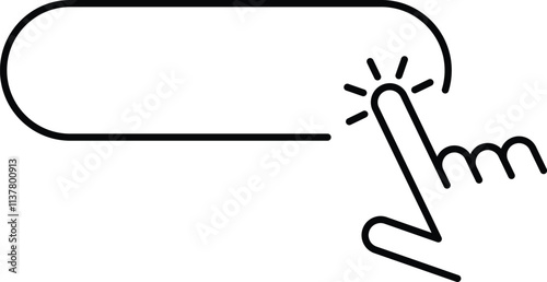Click here  empty button template with cursor and hand. Vector illustration