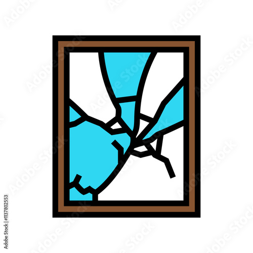 shattered mirror fracture color icon vector. shattered mirror fracture sign. isolated symbol illustration