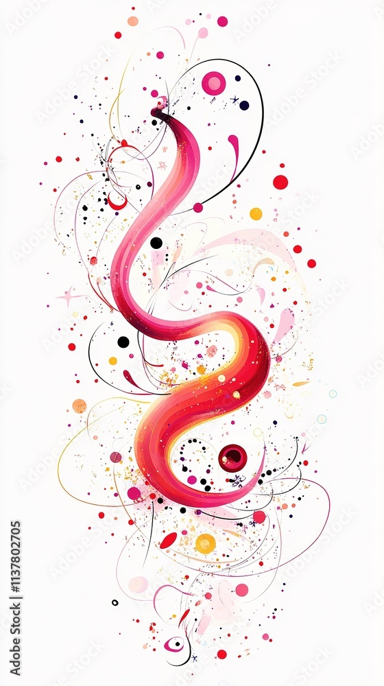 Creative abstract marketing background for the Year of the Snake in 2025, featuring a cute serpentine design in a minimalist style. This colorful vector illustration showcases vibrant red and pink lin Creative abstract marketing background for the Year of the Snake in 2025, featuring a cute serpentine design in a minimalist style. This colorful vector illustration showcases vibrant red and pink lin